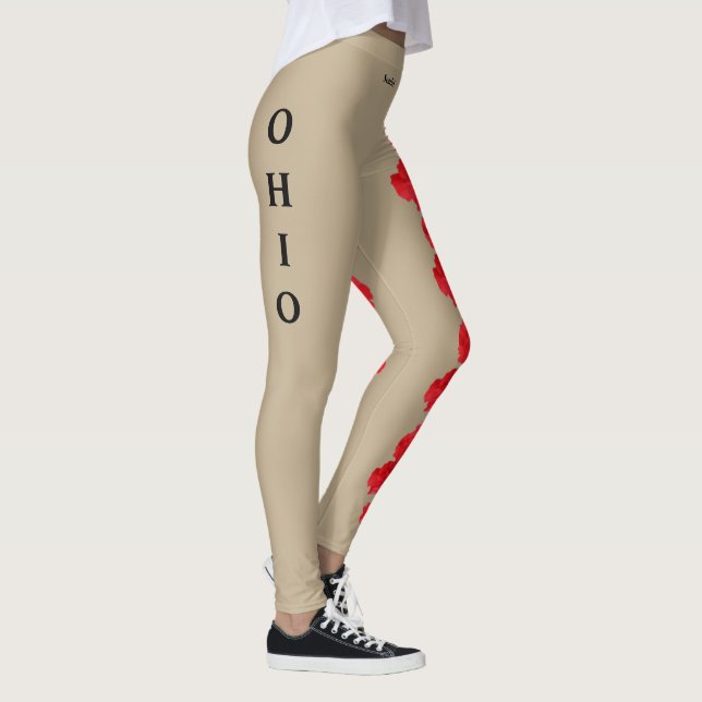 Khaki Ohio State Scarlet Carnation Flower Leggings (Höger)