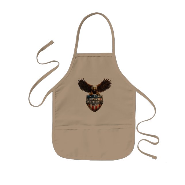 Khaki patriotic eagle shield apron barnförkläde (Framsidan)