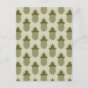 Khaki Pineapple Mönster Vykort