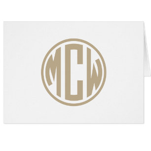 Khaki Preppy Circle Monogram Font DIY BG OBS Kort
