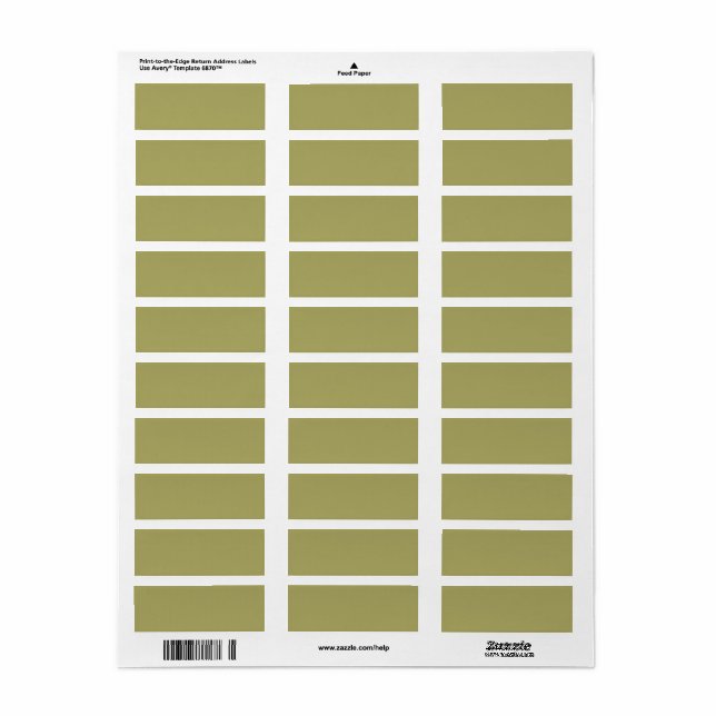 Khaki Returadress Etikett (Helt Ark)