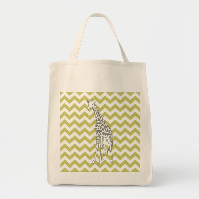 Khaki Safari Chevron med pop Art Giraffe Tygkasse (Framsidan)