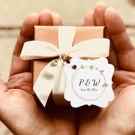 Khaki Simple Heart WAN Monogram Bröllop Gåvor Etiketter