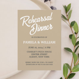 Khaki Simple Stil Bröllop Rehearsal Dinner Inbjudningar