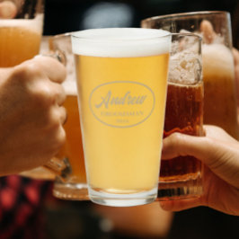 Khaki Stylized Namn Bröllop Groomsman Glaskopp