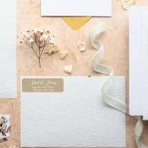 Khaki Stylized Namn Bröllop Returadress