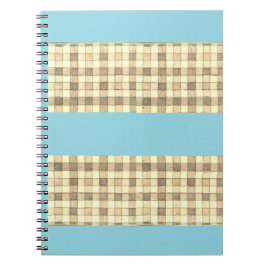 Khaki tan gingham med blå rand-notebook anteckningsbok