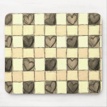 Khaki tan kräm gingham Mouse pad