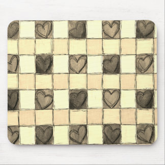 Khaki tan kräm gingham Mouse pad Musmatta