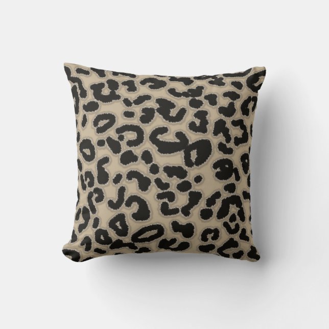 Khaki, Tan, leopard Animal Print Kudde (Framsida)