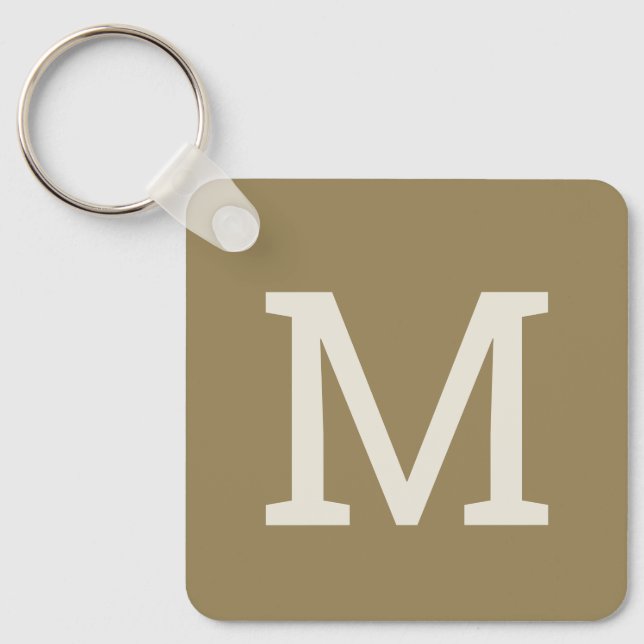 Khaki Taupe minimalist Monogram initial nyckelkedj Nyckelring (Framsida)