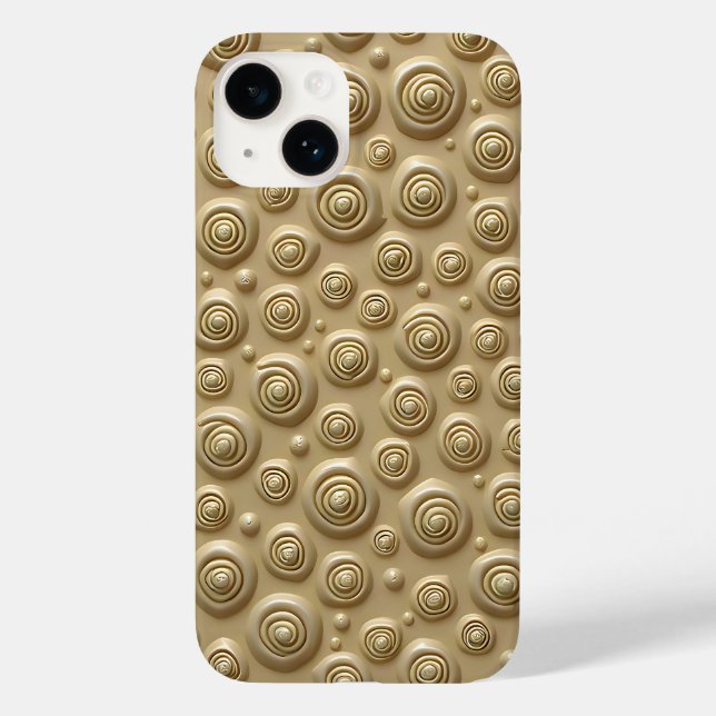 Khaki Textured iPhone Case with Spiral Design (Baksida)