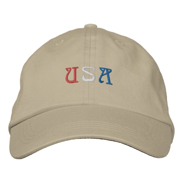 Khaki USA Basic Justable Broderad Keps (Framsida)