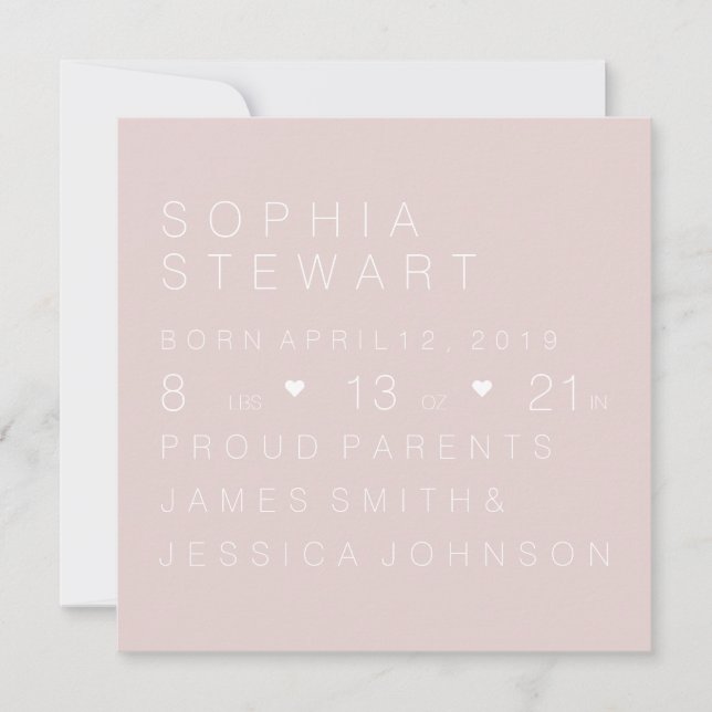 Khål Kardashian Inspired Ro Birth Notice Meddelande (Framsida)