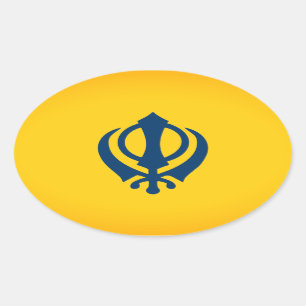 Khalistan flagga (föreslaget) ovalt klistermärke