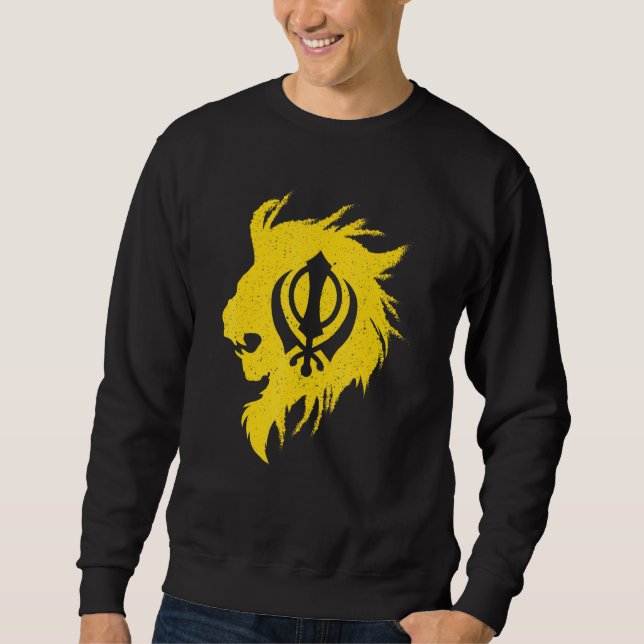 Khanda Lejona Kaur Punjabi Sikhism Sikh Lång Ärmad Tröja (Framsida)