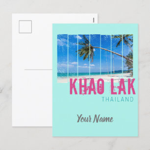 Khao Lak Phang-Nga Thailand Vintage Beach Souvenir Helg Vykort