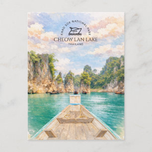 Khao Sok Cheow Lan Lake Akvarell Ekoturism Helg Vykort