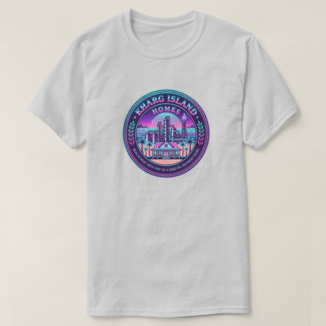 Kharg Island Homes Iran Vaporwave Grå T-Shirt (Design framsida)