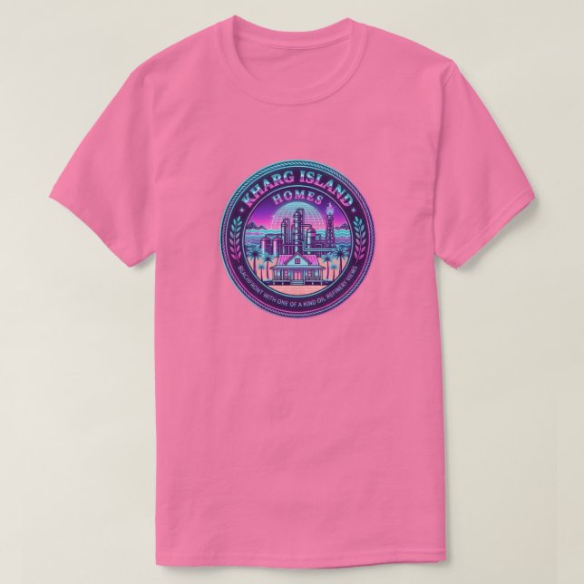 Kharg Island Homes Iran Vaporwave Rosa T-Shirt (Design framsida)