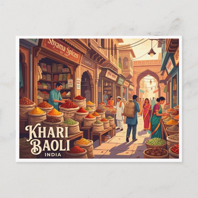 Khari Baoli Delhi Indien Vykort (Framsida)