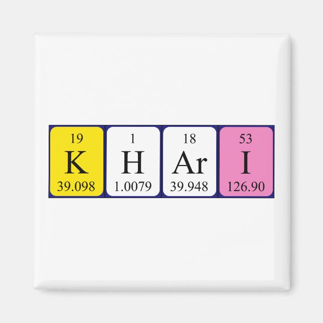 Khari periodiskt återkommande magnet bord namn (Framsidan)