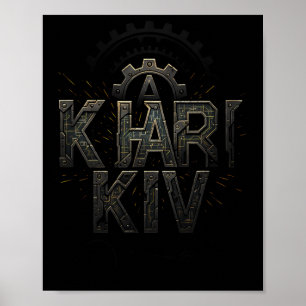 Kharkiv Ukraina Tech Krets Style Urna Stad Poster