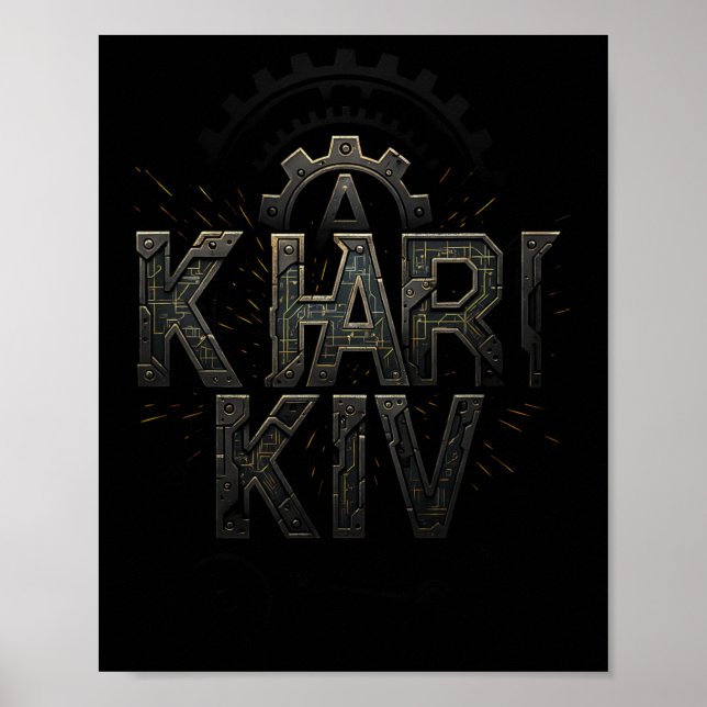 Kharkiv Ukraina Tech Krets Style Urna Stad  Poster (Framsidan)