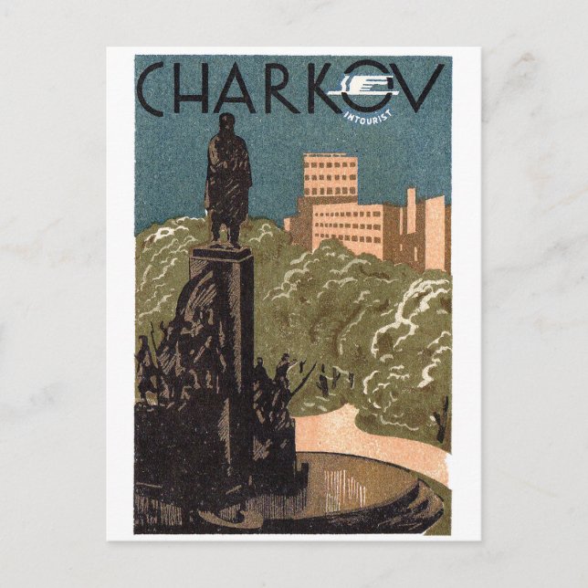 Kharkov stad, Ukraina, vintage resor Vykort (Framsida)