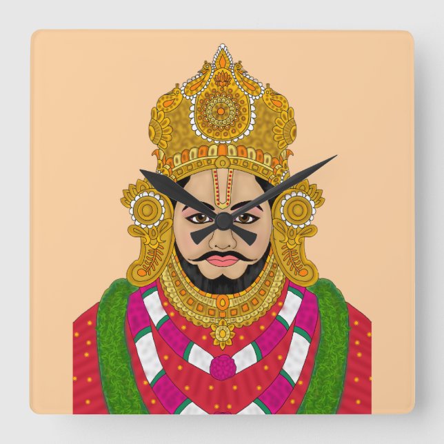 Khatu Shyam Ji Wall Clock Fyrkantig Klocka (Framsida)
