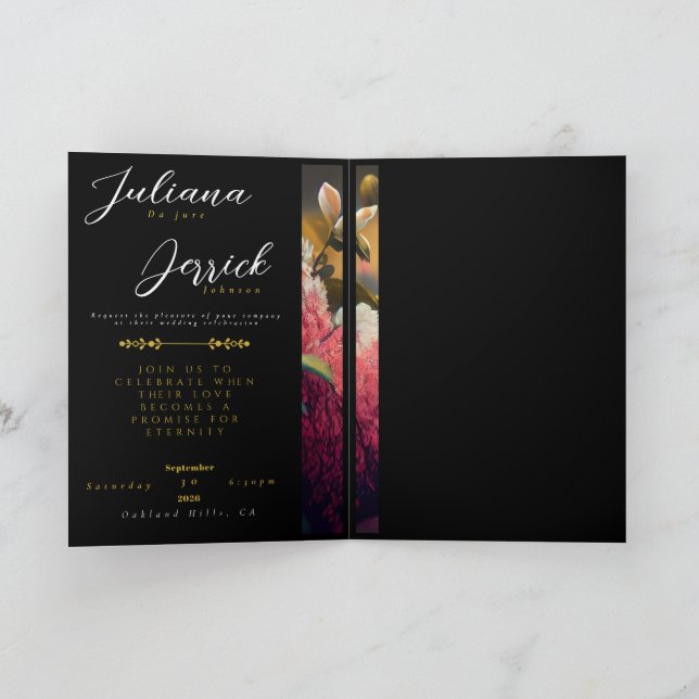 Khem Hummingbird Bröllopsinbjudan | 5×7 Blommig  Inbjudan (Inuti)