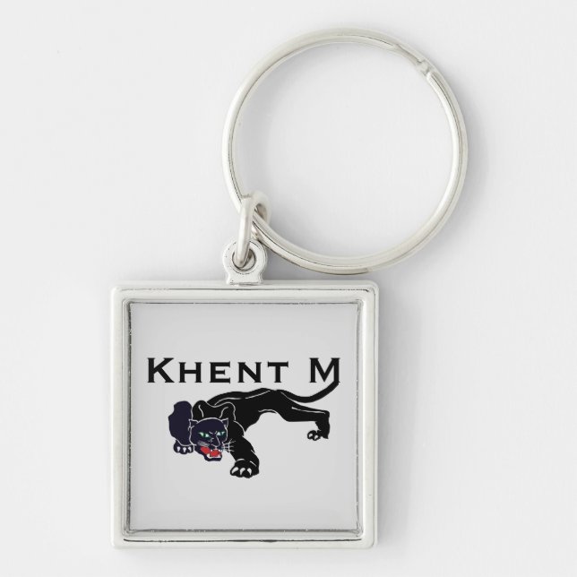 Khent M Keychain Fyrkantig Silverfärgad Nyckelring (Framsidan)