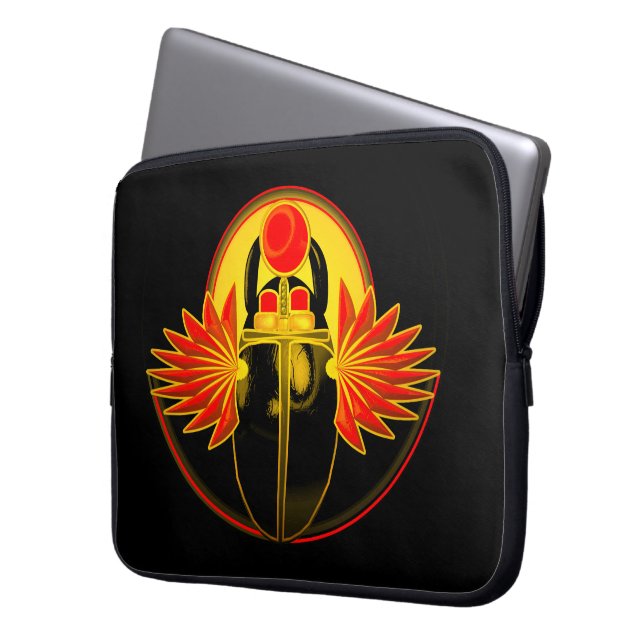 Kherpi Gud för det Stigning Sol, scarabskalan. Laptop Fodral (Framsidan Vänster)
