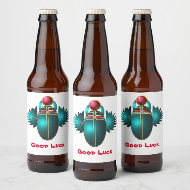 Kherpi Gud för det Stigning Sol, scarabskalan. Ölflaska Etikett (Flaskor)