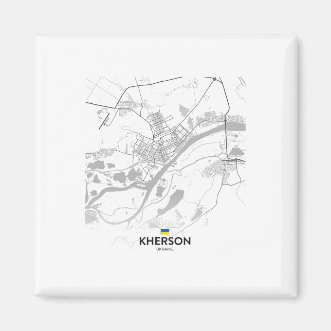 Kherson Ukraina Karta Flagga  Magnet (Framsidan)