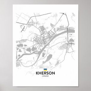 Kherson Ukraina Karta Flagga Poster