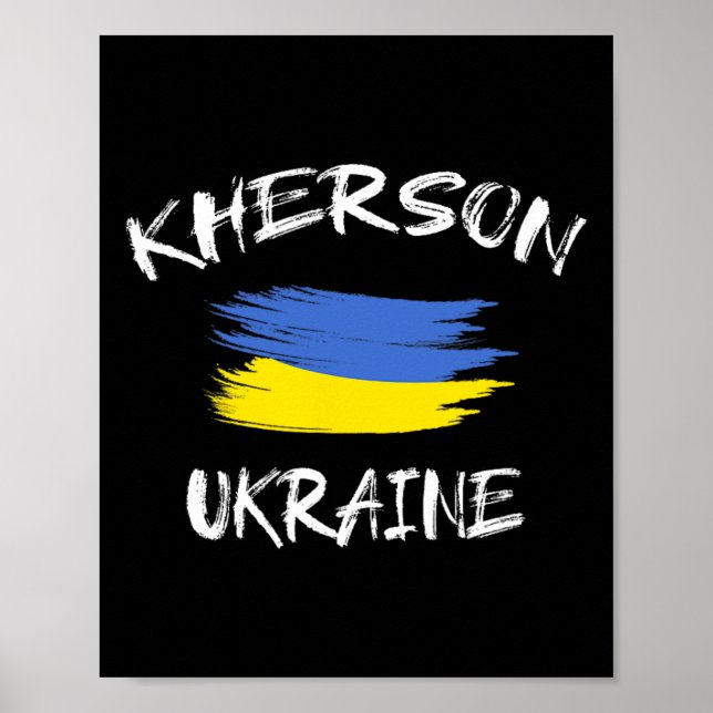 Kherson Ukraina Souvenir Ukrainskt Landsflagga Br Poster (Framsidan)