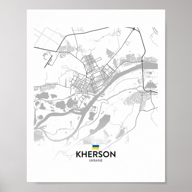 Kherson Ukraine Map Flag  Poster (Framsidan)