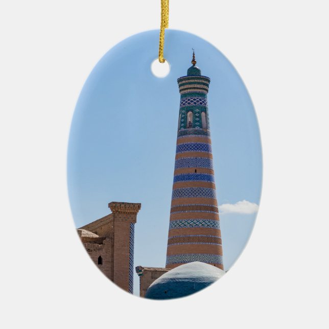 Khiva, Uzbekistan - Islam Khodja Minaret Julgransprydnad Keramik (Framsidan)