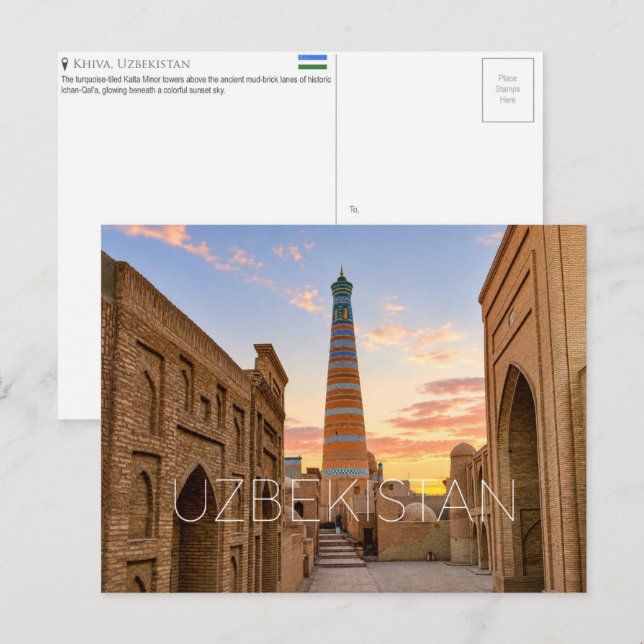 Khiva, Uzbekistan Resebrev vykort (Fram/baksida)