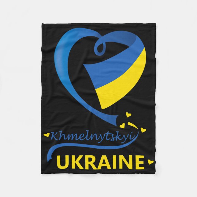 Khmelnytskyi Ukraina Nationell Flagga Hjärtemblem  Fleecefilt (Framsidan)