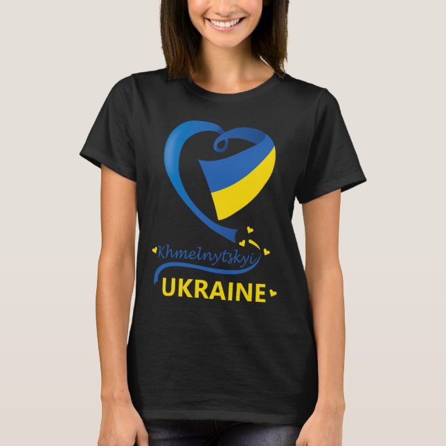 Khmelnytskyi Ukraina Nationell Flagga Hjärtemblem  T Shirt (Framsida)