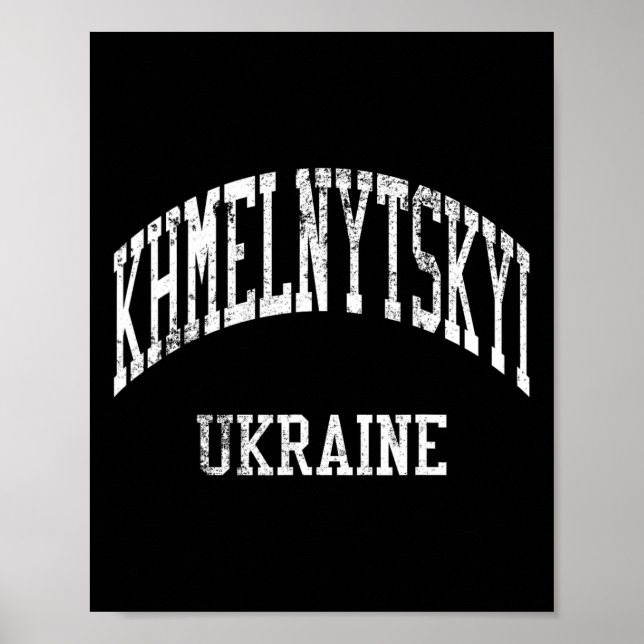 Khmelnytskyi Ukraina Retro 70-talet College Sports Poster (Framsidan)