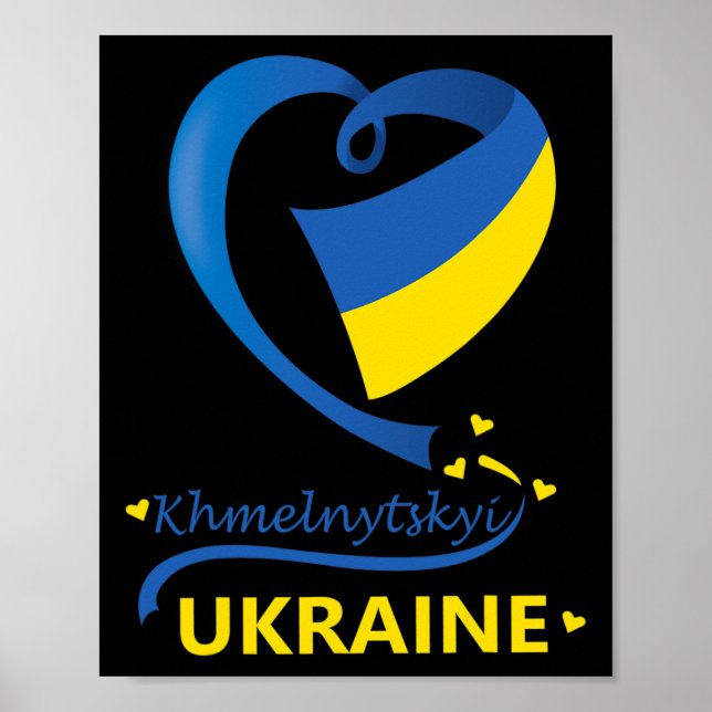 Khmelnytskyi Ukraine National Flag Heart Emblem Cr Poster (Framsidan)