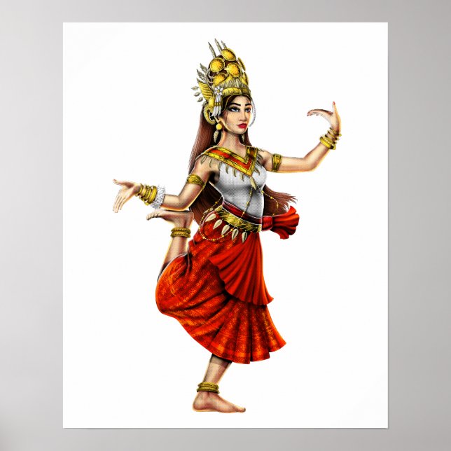 Khmer Kambodjanska apsara Dancer Poster (Framsidan)