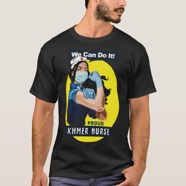 Khmer Proud Frontline Worker Rosie Riveter Nurse D T Shirt (Framsida)