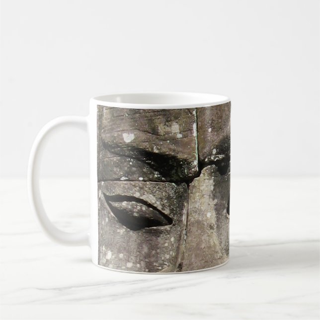 Khmer Stone Ansikte ... Bayon Temple, Kambodja Kaffemugg (Vänster)