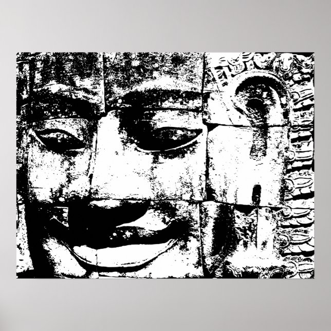 Khmer Stone Ansikte ... Bayon Temple, Kambodja Poster (Framsidan)