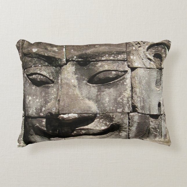 Khmer Stone Ansikte ... Bayon Temple, Kambodja Prydnadskudde (Framsidan)