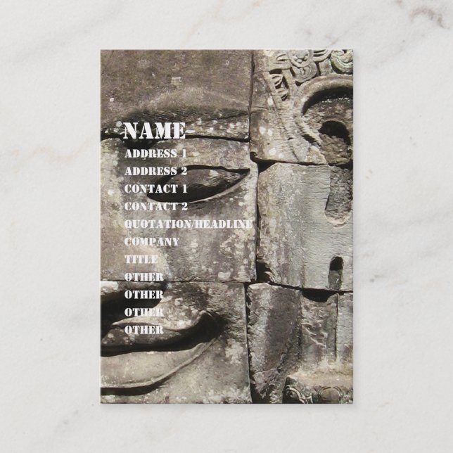 Khmer Stone Ansikte ... Bayon Temple, Kambodja Visitkort (Framsida)